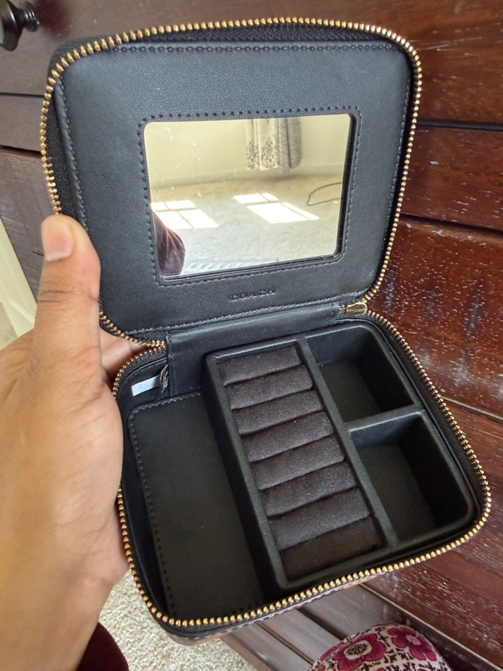Coach Leopard Print Zip jewelry organizer - Brown & Black - Picture 8 of 15